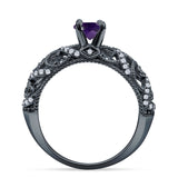 Art Deco Round Natural Stone Filigree Ring