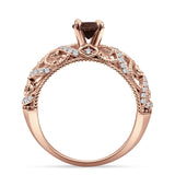 Art Deco Round Natural Stone Filigree Ring