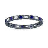 Minimalist 2.5mm Full Eternity Band CZ & Blue Sapphire CZ 925 Sterling Silver