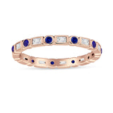 Minimalist 2.5mm Full Eternity Band CZ & Blue Sapphire CZ 925 Sterling Silver