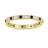Minimalist 2.5mm Full Eternity Band CZ & Blue Sapphire CZ 925 Sterling Silver