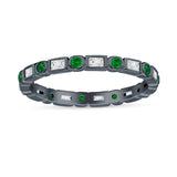 Minimalist 2.5mm Full Eternity Band CZ & Green Emerald CZ 925 Sterling Silver