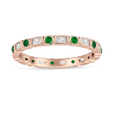 Minimalist 2.5mm Full Eternity Band CZ & Green Emerald CZ 925 Sterling Silver