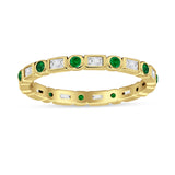 Minimalist 2.5mm Full Eternity Band CZ & Green Emerald CZ 925 Sterling Silver