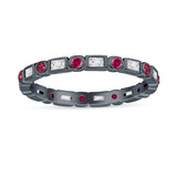 Minimalist 2.5mm Full Eternity Band CZ & Ruby CZ 925 Sterling Silver