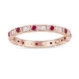 Minimalist 2.5mm Full Eternity Band CZ & Ruby CZ 925 Sterling Silver