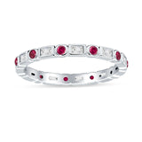 Minimalist 2.5mm Full Eternity Band CZ & Ruby CZ 925 Sterling Silver