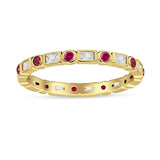 Minimalist 2.5mm Full Eternity Band CZ & Ruby CZ 925 Sterling Silver