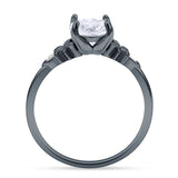 Art Deco Round Natural Stone Floral Ring