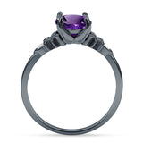 Art Deco Round Natural Stone Floral Ring