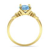 Art Deco Round Natural Stone Floral Ring