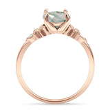 Art Deco Round Natural Stone Floral Ring