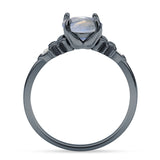 Art Deco Round Natural Stone Floral Ring