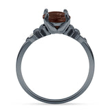 Art Deco Round Natural Stone Floral Ring