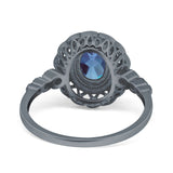 Art Deco Oval Natural Stone Beaded Ring