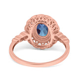 Art Deco Oval Natural Stone Beaded Ring