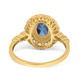 Art Deco Oval Natural Stone Beaded Ring