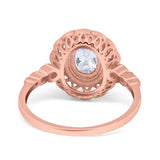 Art Deco Oval Natural Stone Beaded Ring