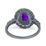 Art Deco Oval Natural Stone Beaded Ring