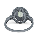 Art Deco Oval Natural Stone Beaded Ring