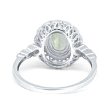 Art Deco Oval Natural Stone Beaded Ring