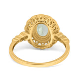 Art Deco Oval Natural Stone Beaded Ring
