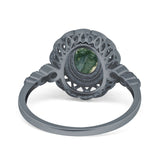 Art Deco Oval Natural Stone Beaded Ring