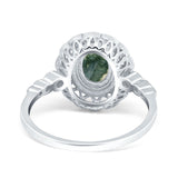 Art Deco Oval Natural Stone Beaded Ring