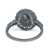 Art Deco Oval Natural Stone Beaded Ring