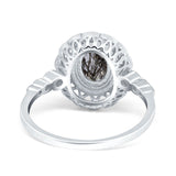 Art Deco Oval Natural Stone Beaded Ring