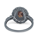 Art Deco Oval Natural Stone Beaded Ring