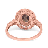 Art Deco Oval Natural Stone Beaded Ring