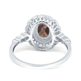 Art Deco Oval Natural Stone Beaded Ring