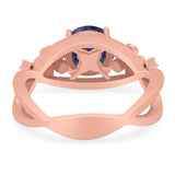 Art Deco Round Natural Stone Flower Ring