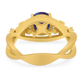 Art Deco Round Natural Stone Flower Ring