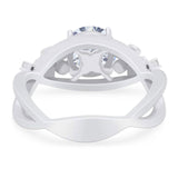 Art Deco Round Natural Stone Flower Ring