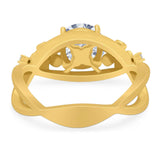 Art Deco Round Natural Stone Flower Ring