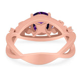 Art Deco Round Natural Stone Flower Ring