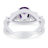 Art Deco Round Natural Stone Flower Ring