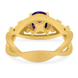 Art Deco Round Natural Stone Flower Ring