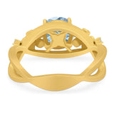 Art Deco Round Natural Stone Flower Ring