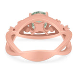 Art Deco Round Natural Stone Flower Ring