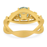 Art Deco Round Natural Stone Flower Ring