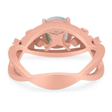 Art Deco Round Natural Stone Flower Ring