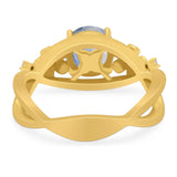 Art Deco Round Natural Stone Flower Ring