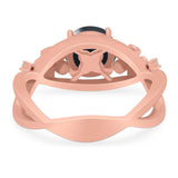 Art Deco Round Natural Stone Flower Ring