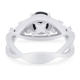 Art Deco Round Natural Stone Flower Ring