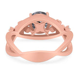 Art Deco Round Natural Stone Flower Ring