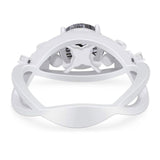 Art Deco Round Natural Stone Flower Ring