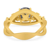 Art Deco Round Natural Stone Flower Ring